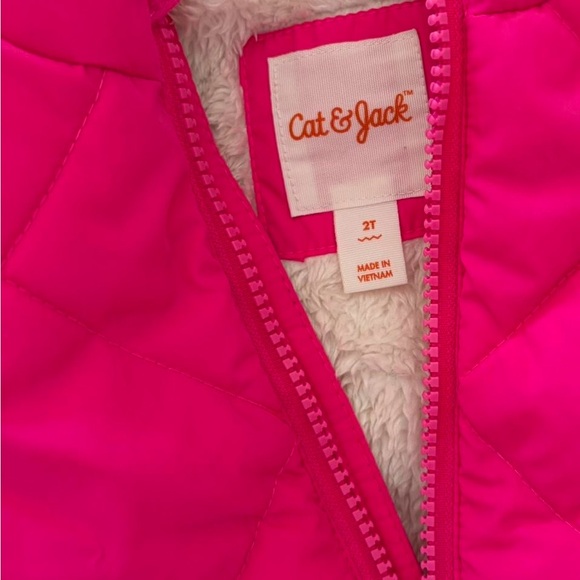 Toddler Quilted Hot Pink Puffer Jacket Cat & Jack 2T - Picture 3 of 5